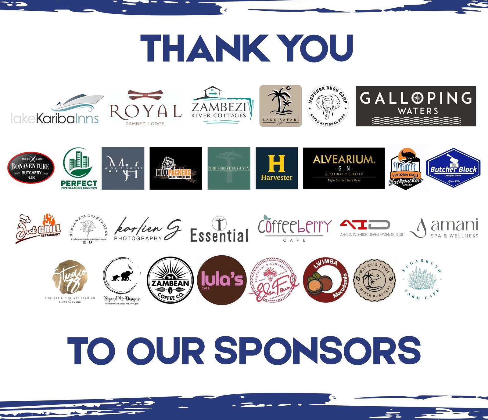 Thank you to our sponsors — logos of the businesses supporting Musikili